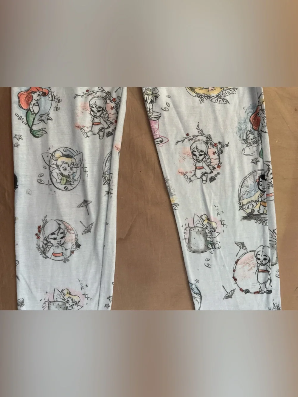 Disney Character Print Light Blue Pajama Pants - Disney Princesses as Babies